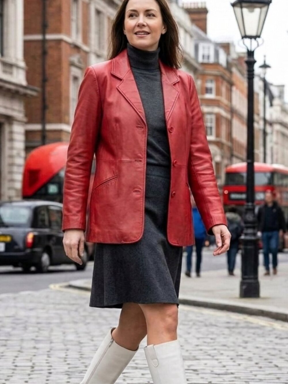Nordstrom Womens Lamb Skin Leather Jacket Medium Red Button Very Soft